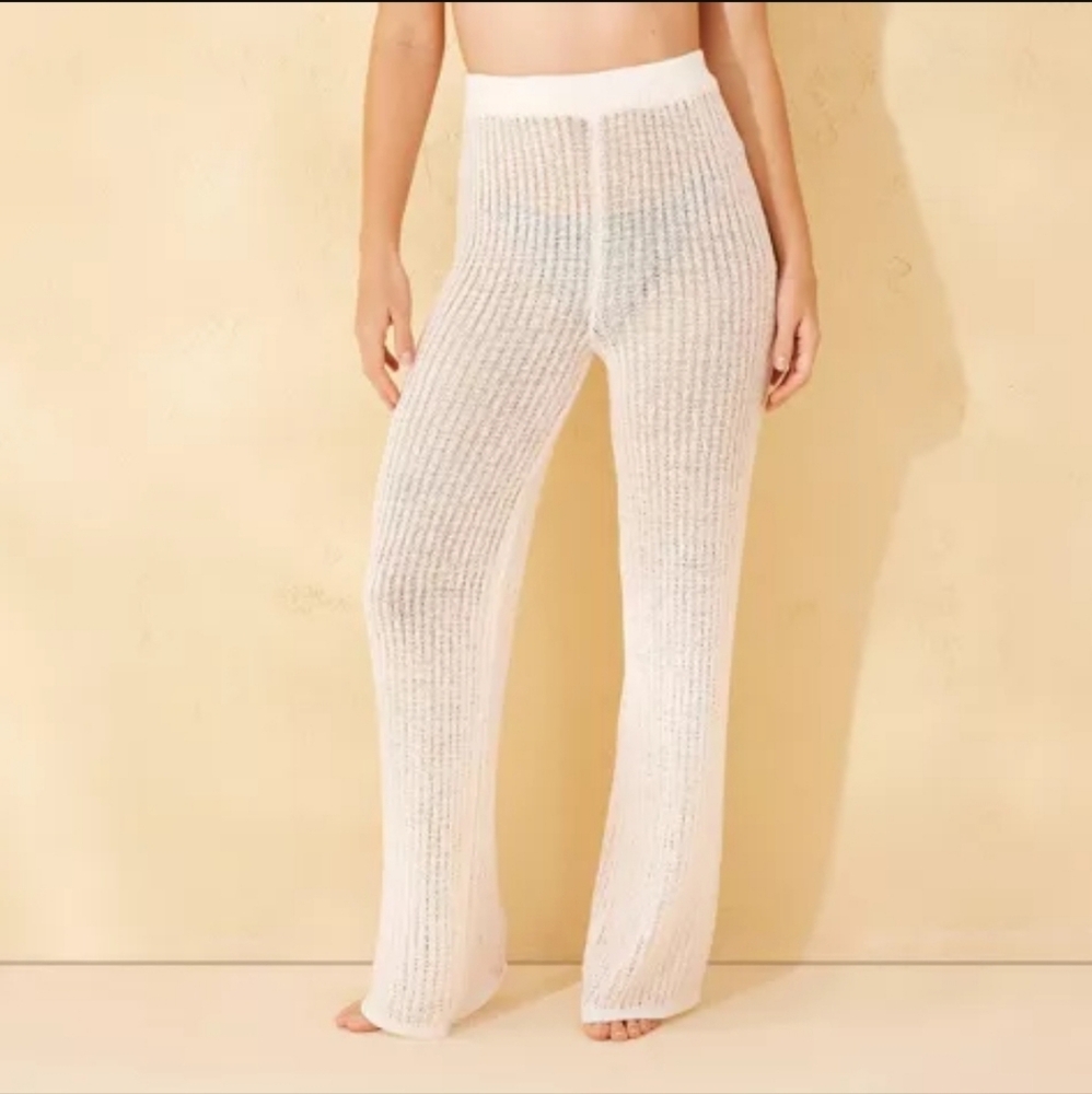 Shade & Shore Cover-up Pants Womens XL Cream Crochet NEW - Picture 2 of 9